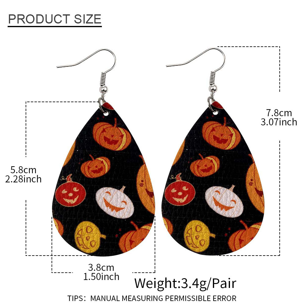 Halloween Earrings Teardrop Earrings Faux Double Leather Dangle Earrings for Halloween Costume Party Decoration Jewelry
