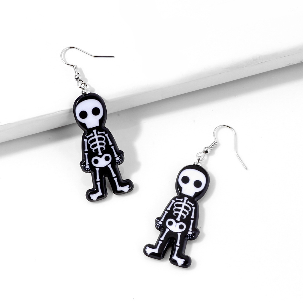 Halloween Skull Earrings Faux  Dangle Costume Party Decoration Earring Jewelry