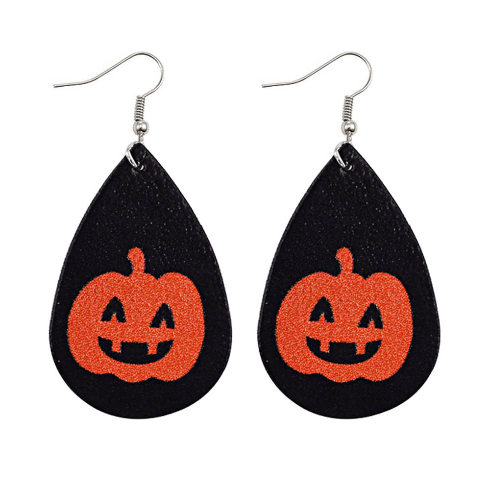 Halloween Earrings Teardrop Earrings Faux Double Leather Dangle Earrings for Halloween Costume Party Decoration Jewelry