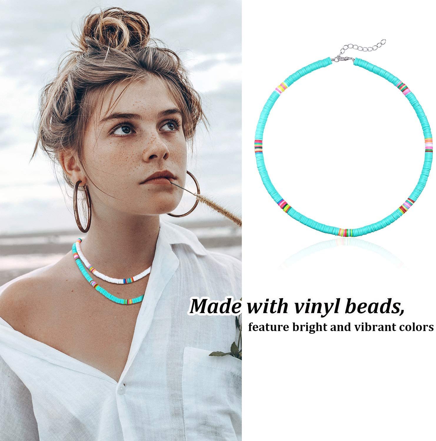 Boho Surfer Beaded Choker Necklace for Holiday Women Girls