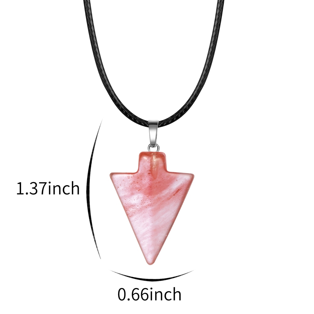 Natural Stone Arrow Pendant Necklace 45CM Black Leather