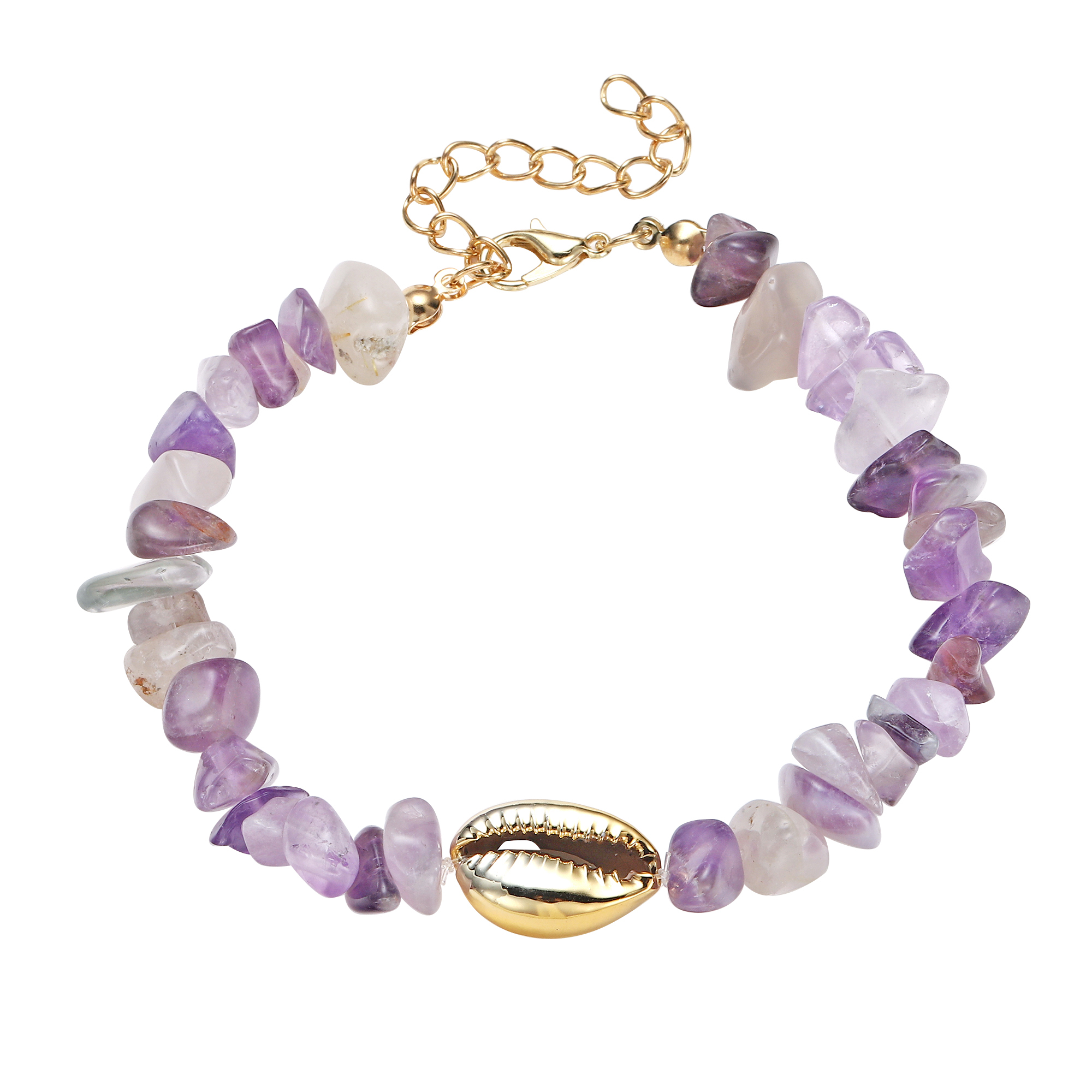 Sea Conch Shell Bracelets for Women Girls Puka Bohemian Natural Chip Raw Beads Bracelet Crystal Anklet Jewelry