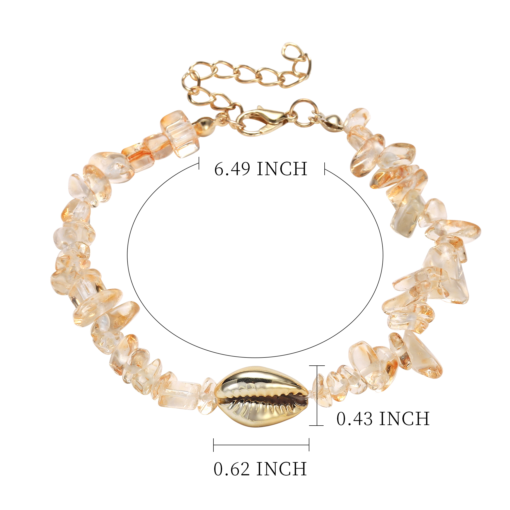 Sea Conch Shell Bracelets for Women Girls Puka Bohemian Natural Chip Raw Beads Bracelet Crystal Anklet Jewelry