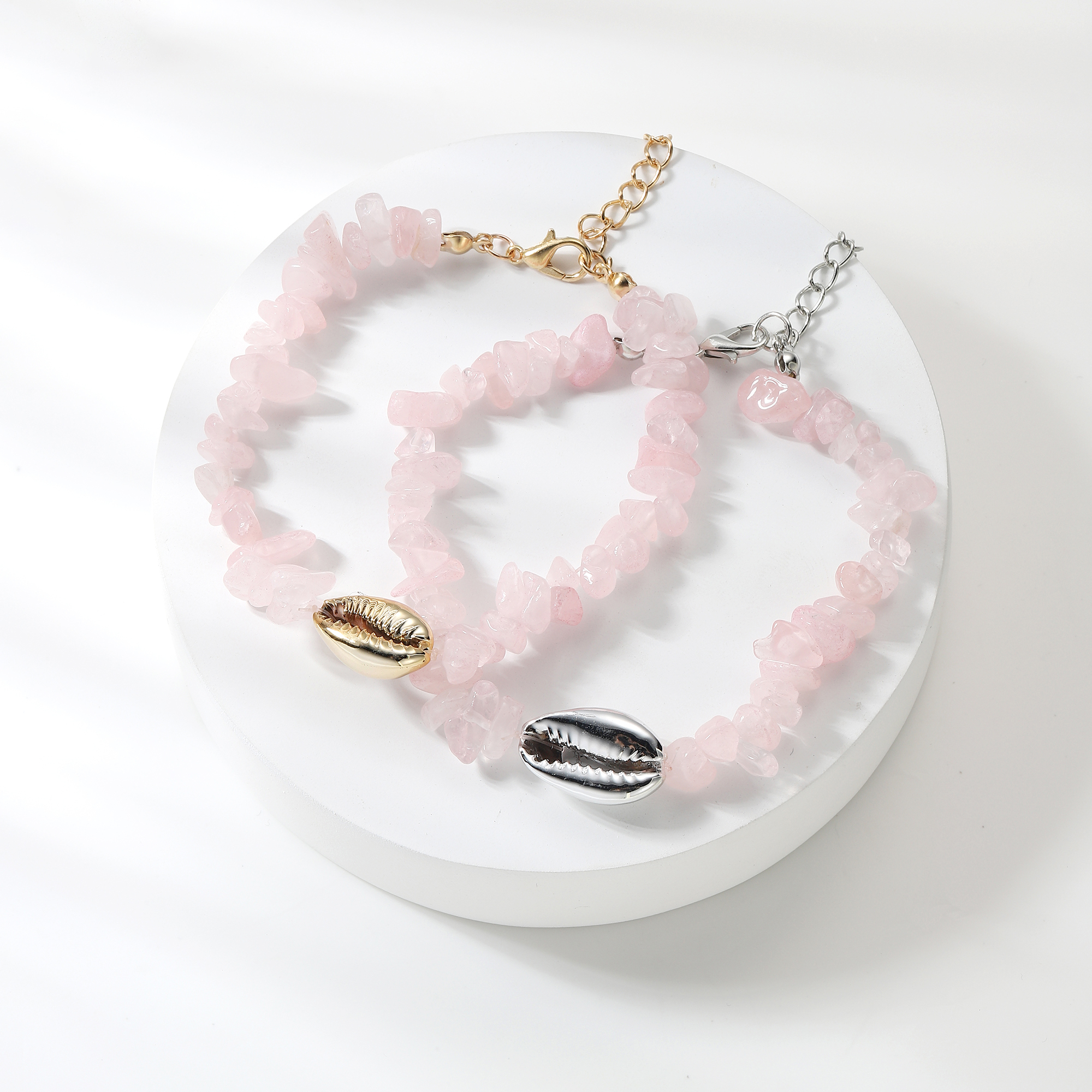 Sea Conch Shell Bracelets for Women Girls Puka Bohemian Natural Chip Raw Beads Bracelet Crystal Anklet Jewelry