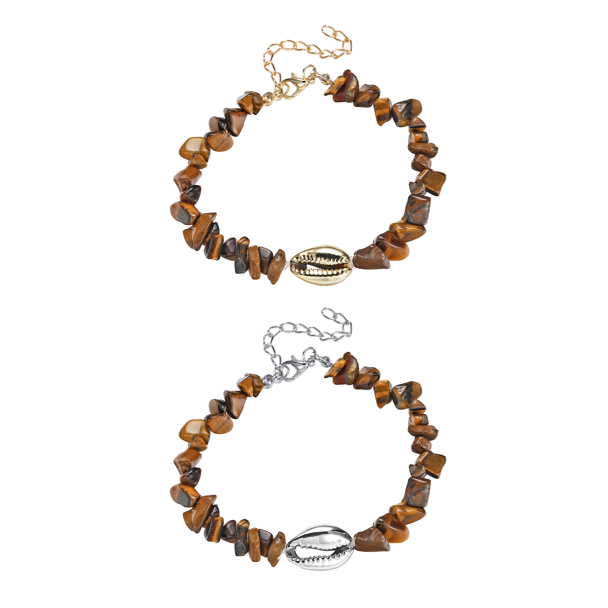 Sea Conch Shell Bracelets for Women Girls Puka Bohemian Natural Chip Raw Beads Bracelet Crystal Anklet Jewelry