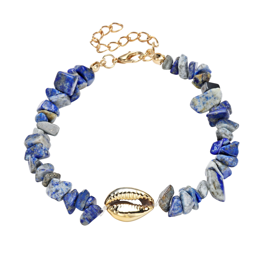 Sea Conch Shell Bracelets for Women Girls Puka Bohemian Natural Chip Raw Beads Bracelet Crystal Anklet Jewelry