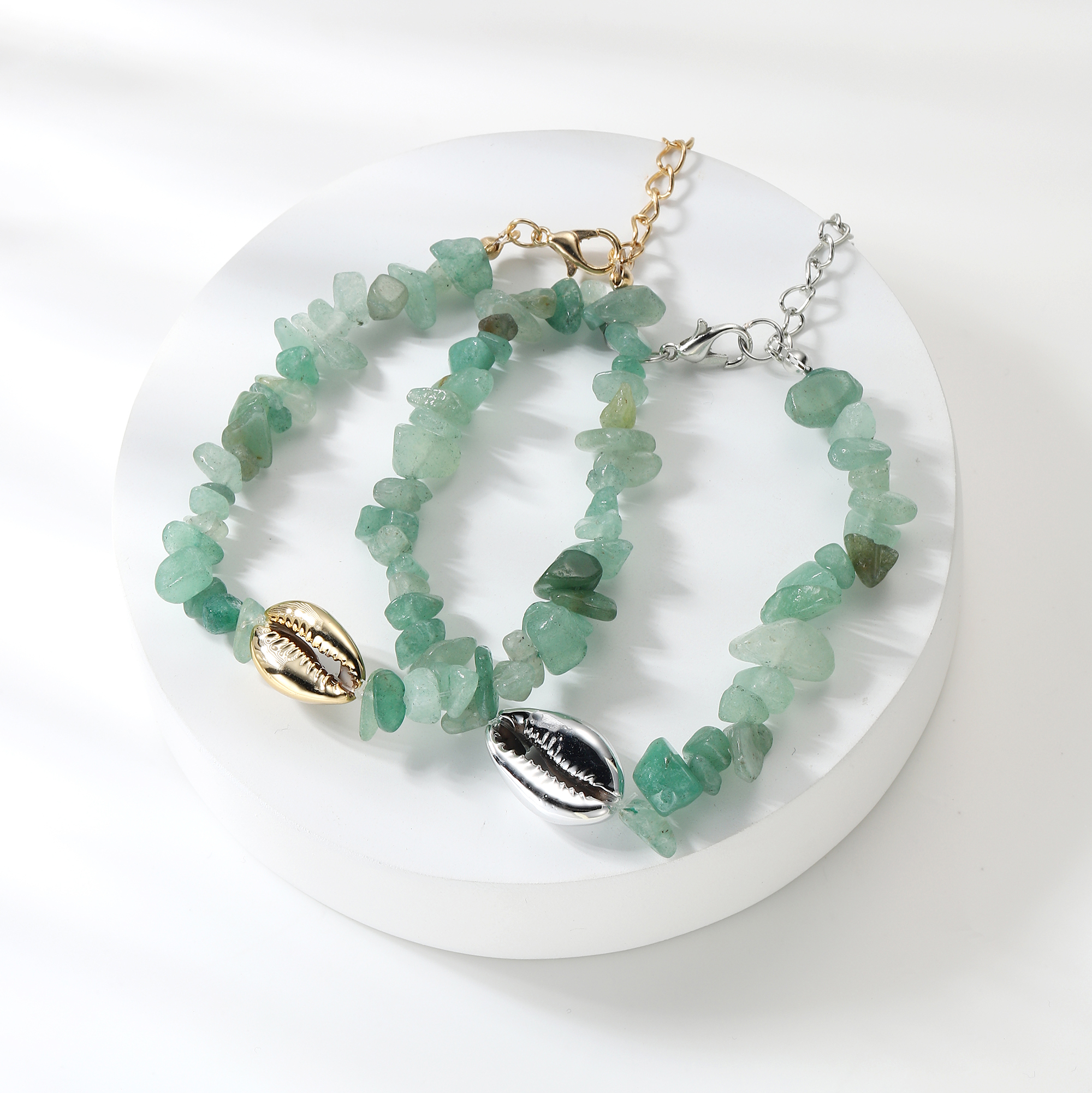 Sea Conch Shell Bracelets for Women Girls Puka Bohemian Natural Chip Raw Beads Bracelet Crystal Anklet Jewelry