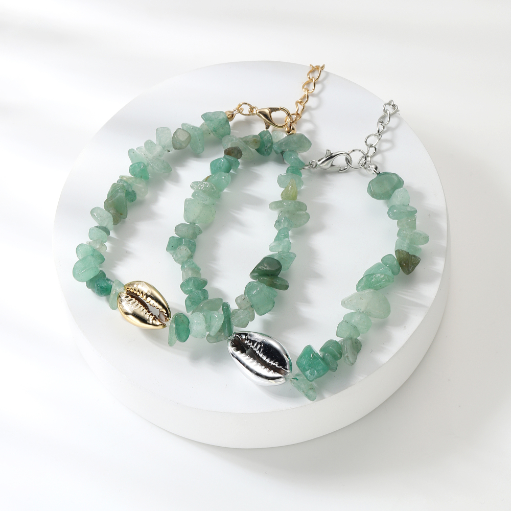 Sea Conch Shell Bracelets for Women Girls Puka Bohemian Natural Chip Raw Beads Bracelet Crystal Anklet Jewelry