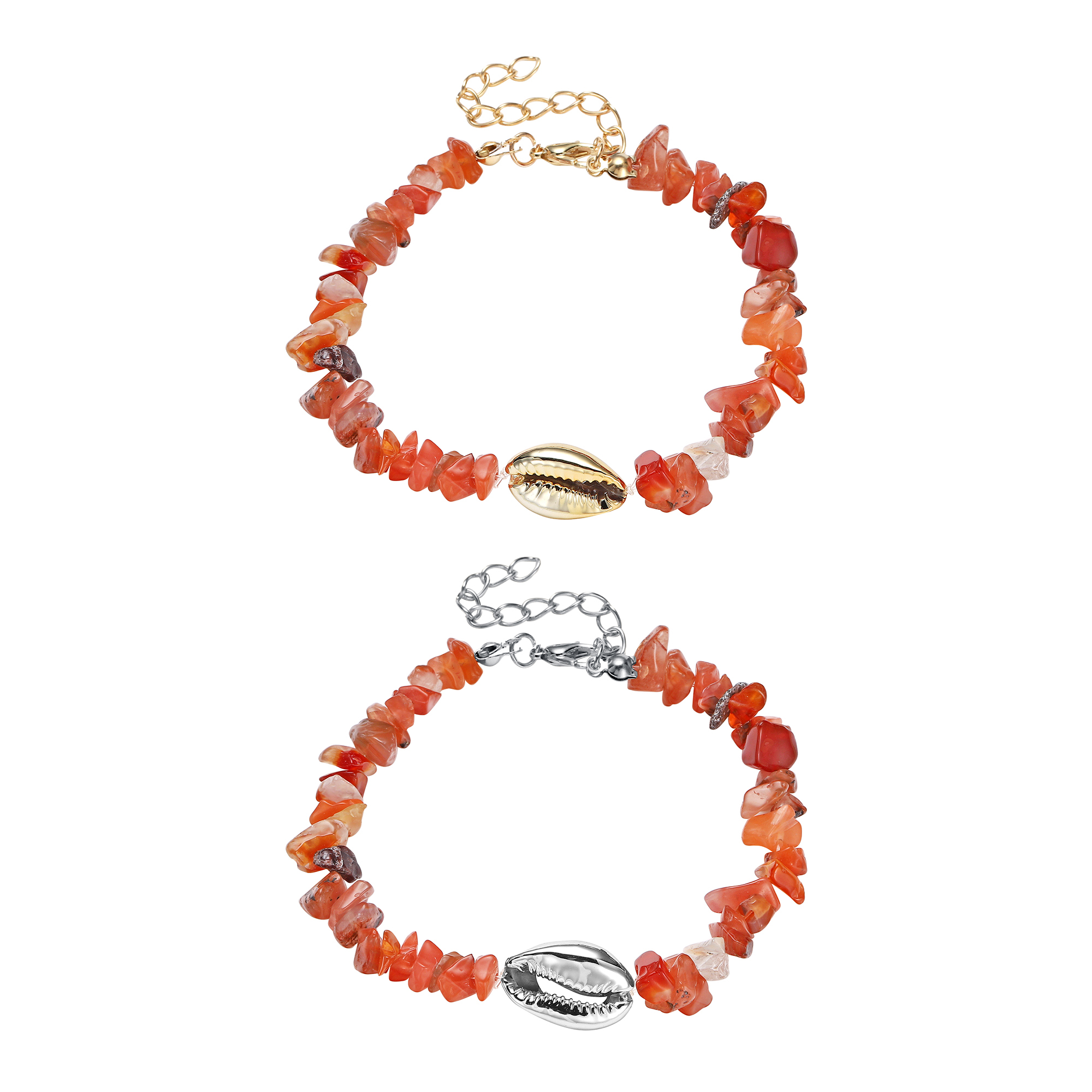 Sea Conch Shell Bracelets for Women Girls Puka Bohemian Natural Chip Raw Beads Bracelet Crystal Anklet Jewelry