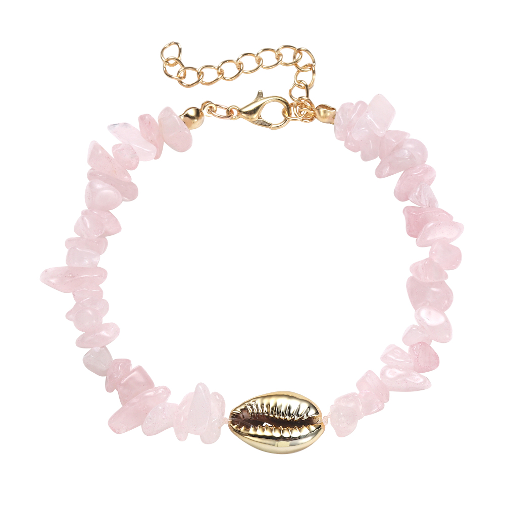 Sea Conch Shell Bracelets for Women Girls Puka Bohemian Natural Chip Raw Beads Bracelet Crystal Anklet Jewelry