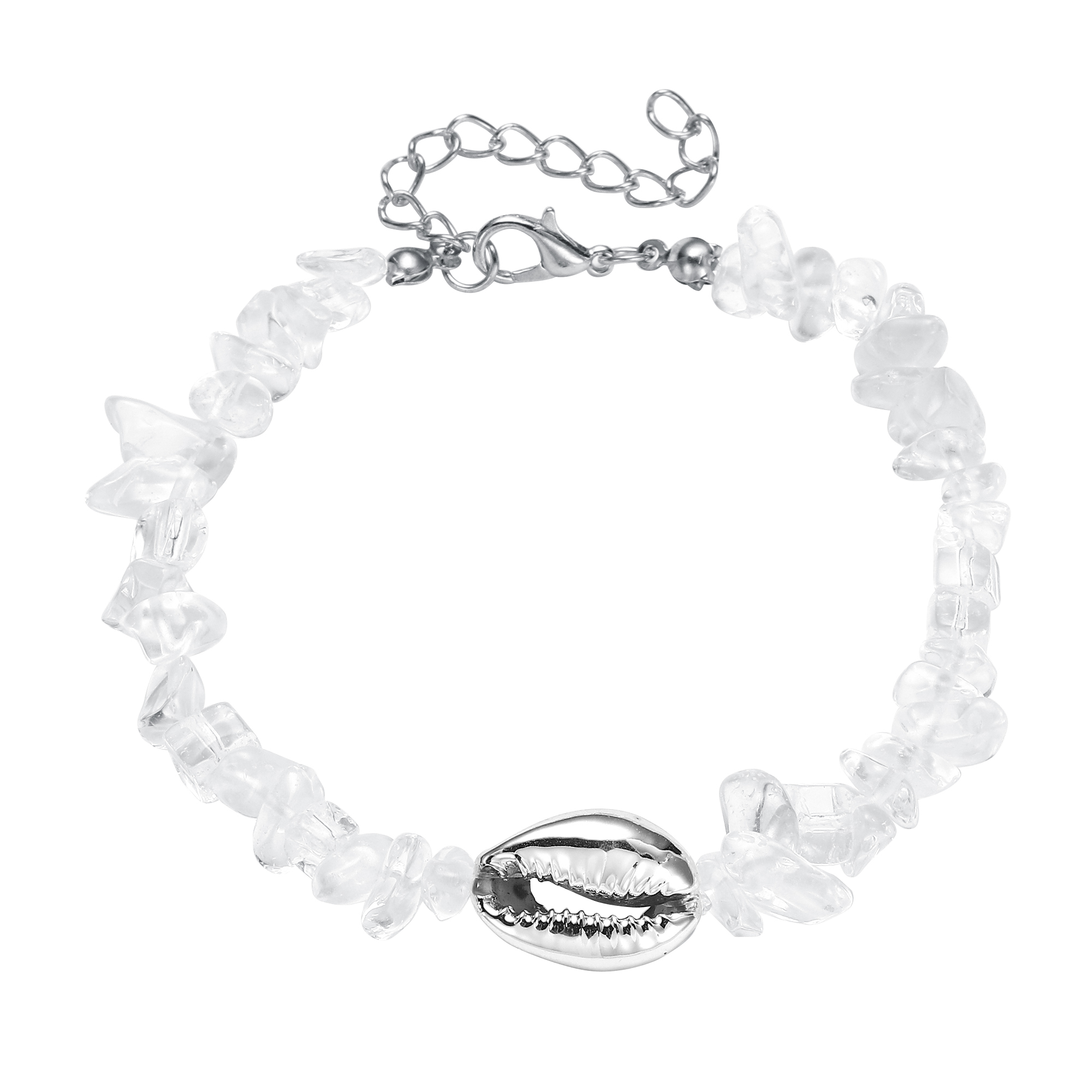 Sea Conch Shell Bracelets for Women Girls Puka Bohemian Natural Chip Raw Beads Bracelet Crystal Anklet Jewelry