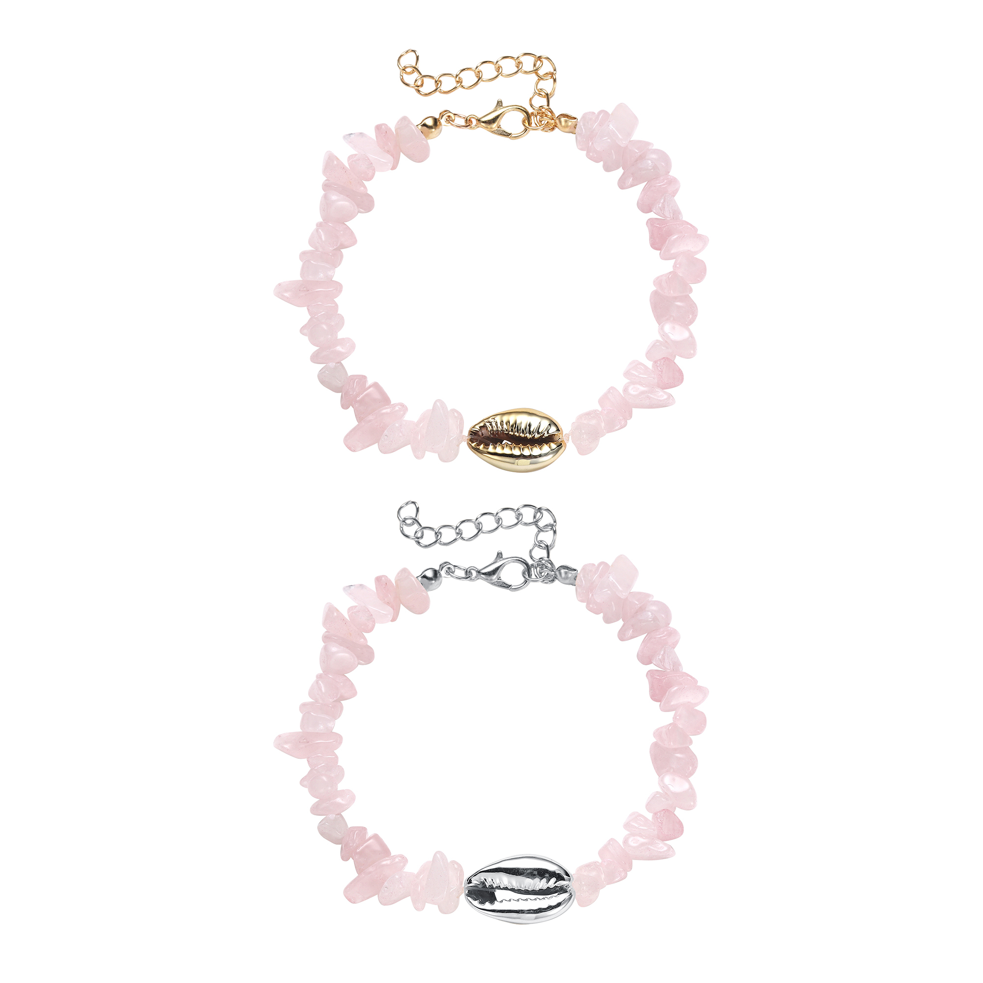Sea Conch Shell Bracelets for Women Girls Puka Bohemian Natural Chip Raw Beads Bracelet Crystal Anklet Jewelry