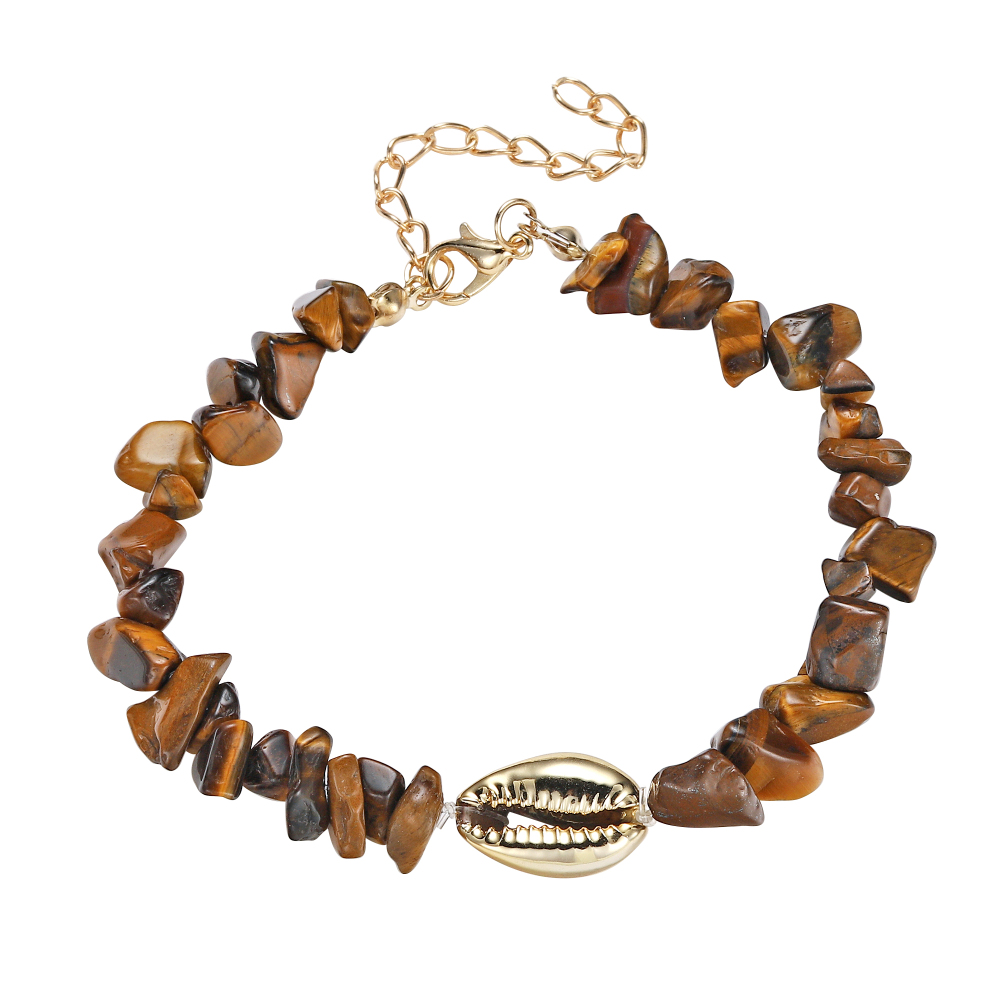 Sea Conch Shell Bracelets for Women Girls Puka Bohemian Natural Chip Raw Beads Bracelet Crystal Anklet Jewelry