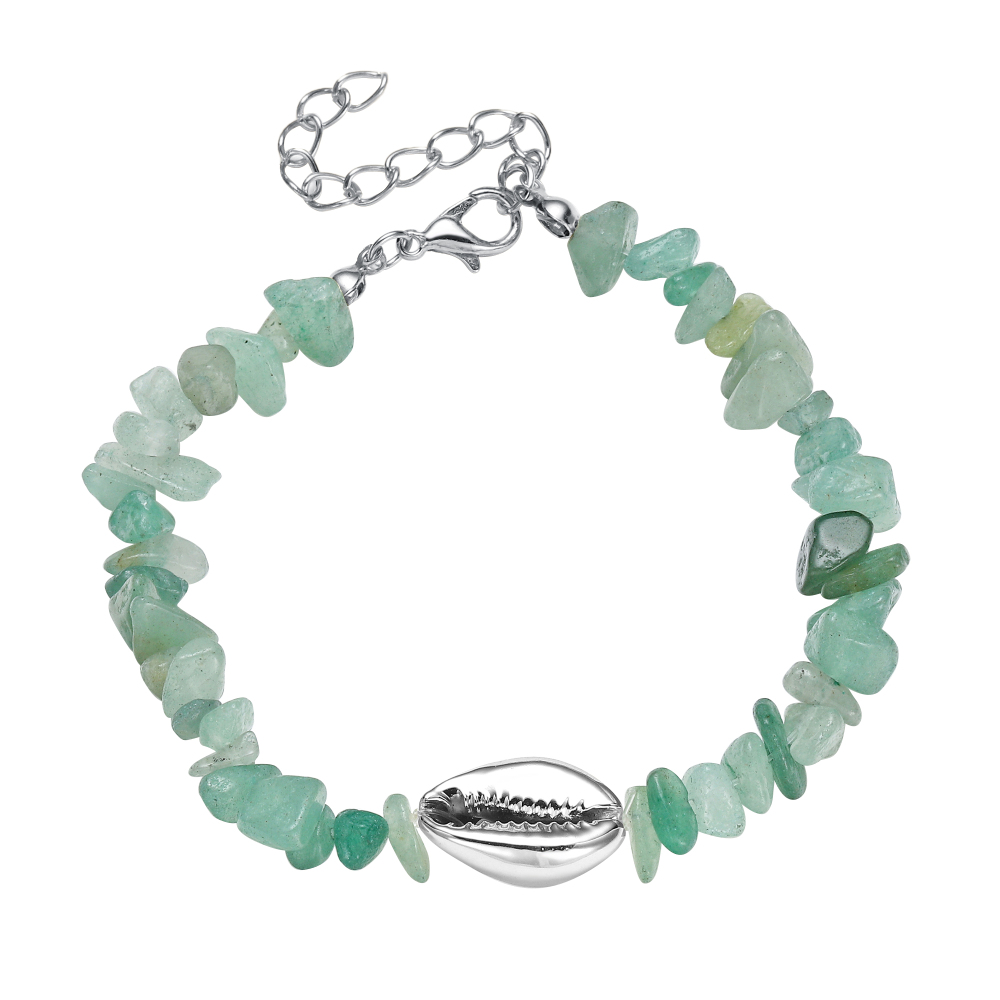 Sea Conch Shell Bracelets for Women Girls Puka Bohemian Natural Chip Raw Beads Bracelet Crystal Anklet Jewelry