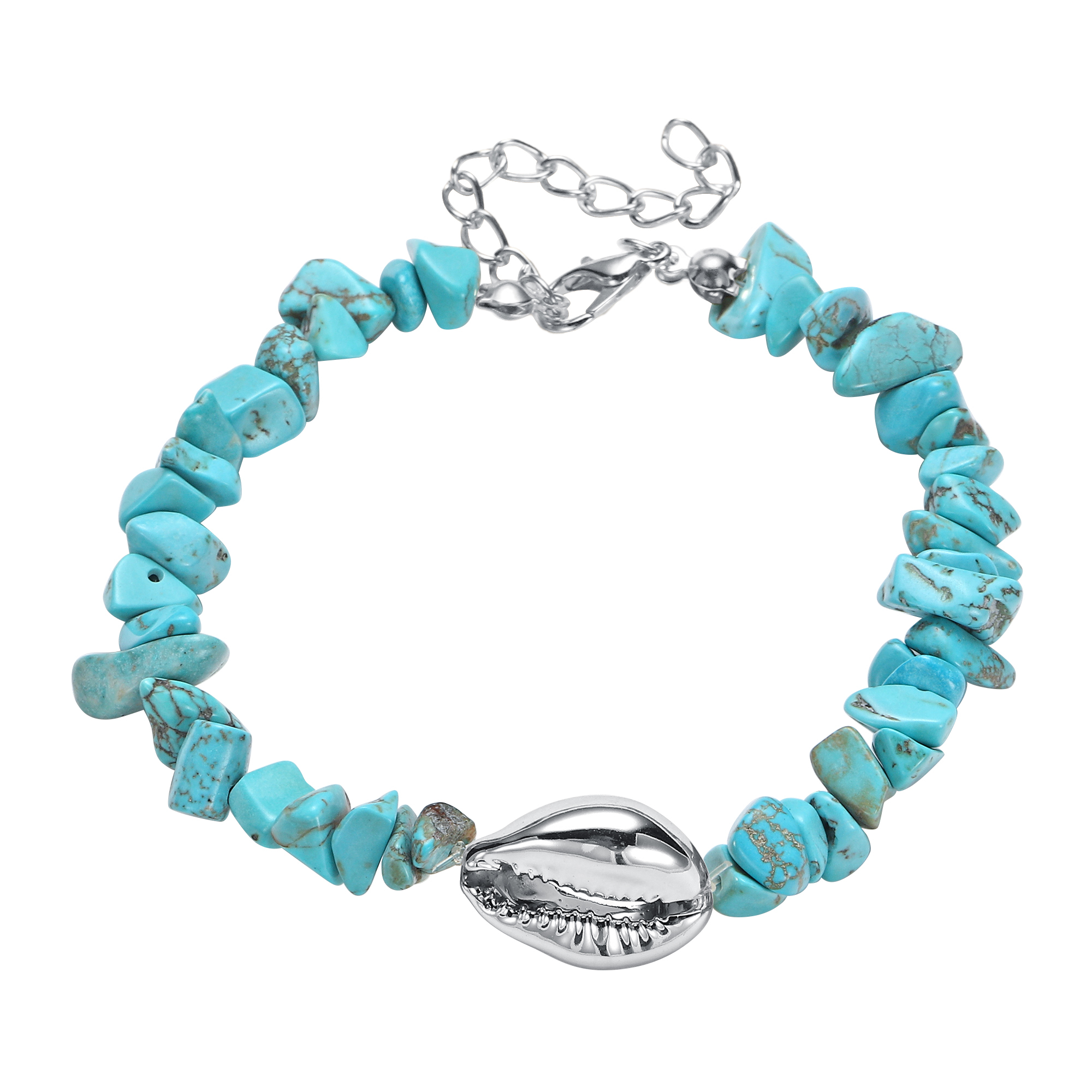 Sea Conch Shell Bracelets for Women Girls Puka Bohemian Natural Chip Raw Beads Bracelet Crystal Anklet Jewelry
