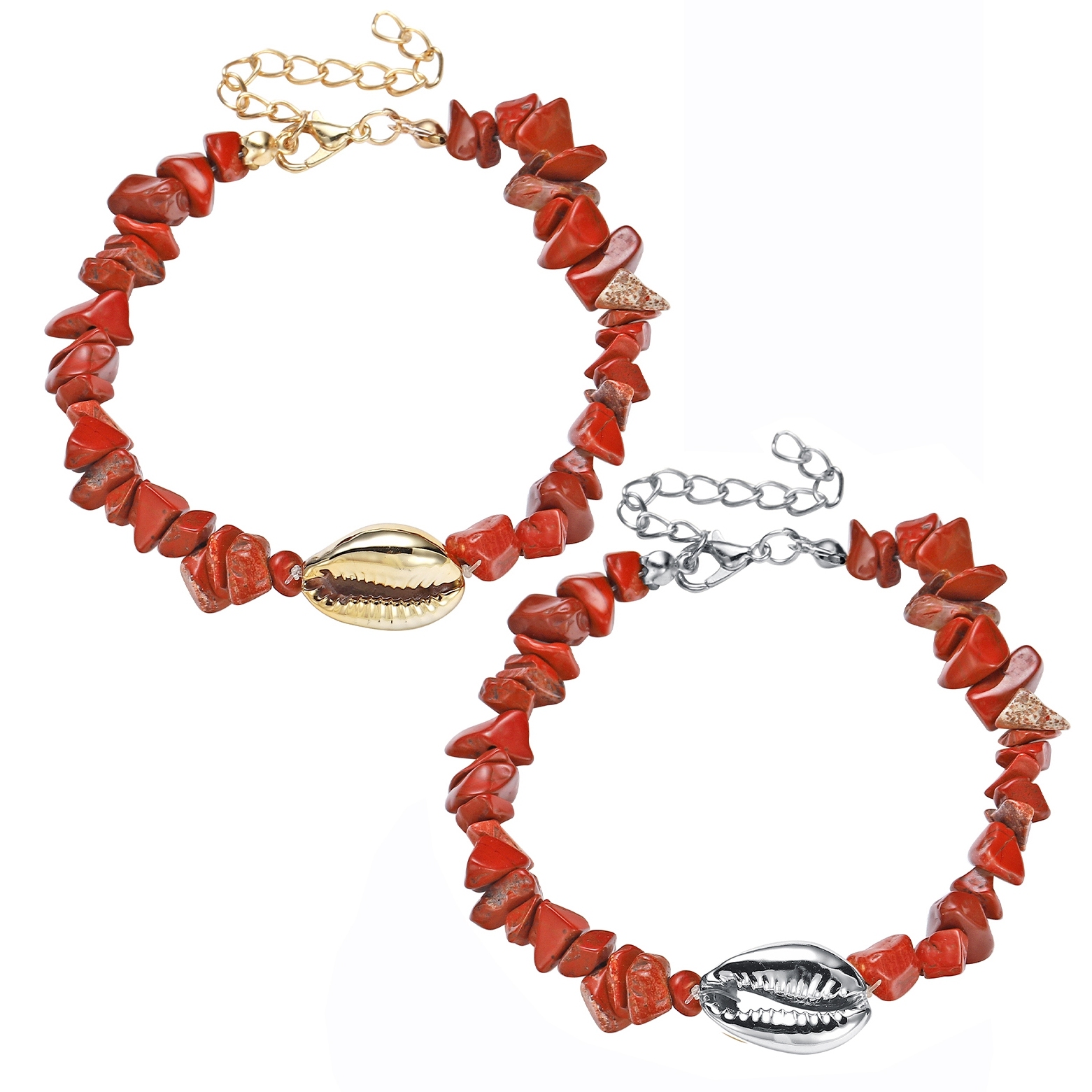 Sea Conch Shell Bracelets for Women Girls Puka Bohemian Natural Chip Raw Beads Bracelet Crystal Anklet Jewelry