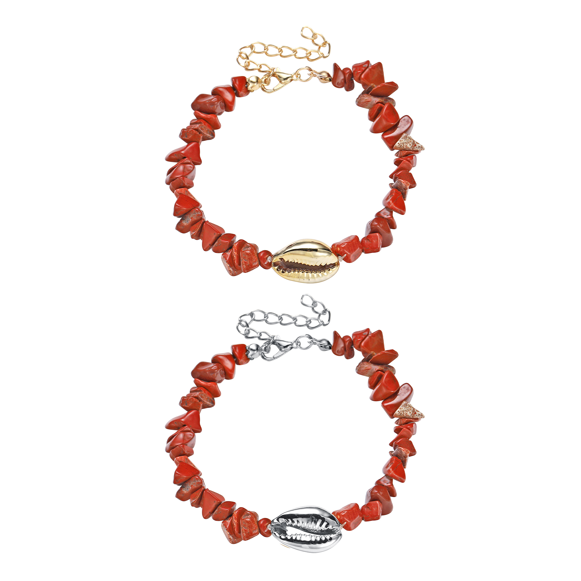 Sea Conch Shell Bracelets for Women Girls Puka Bohemian Natural Chip Raw Beads Bracelet Crystal Anklet Jewelry