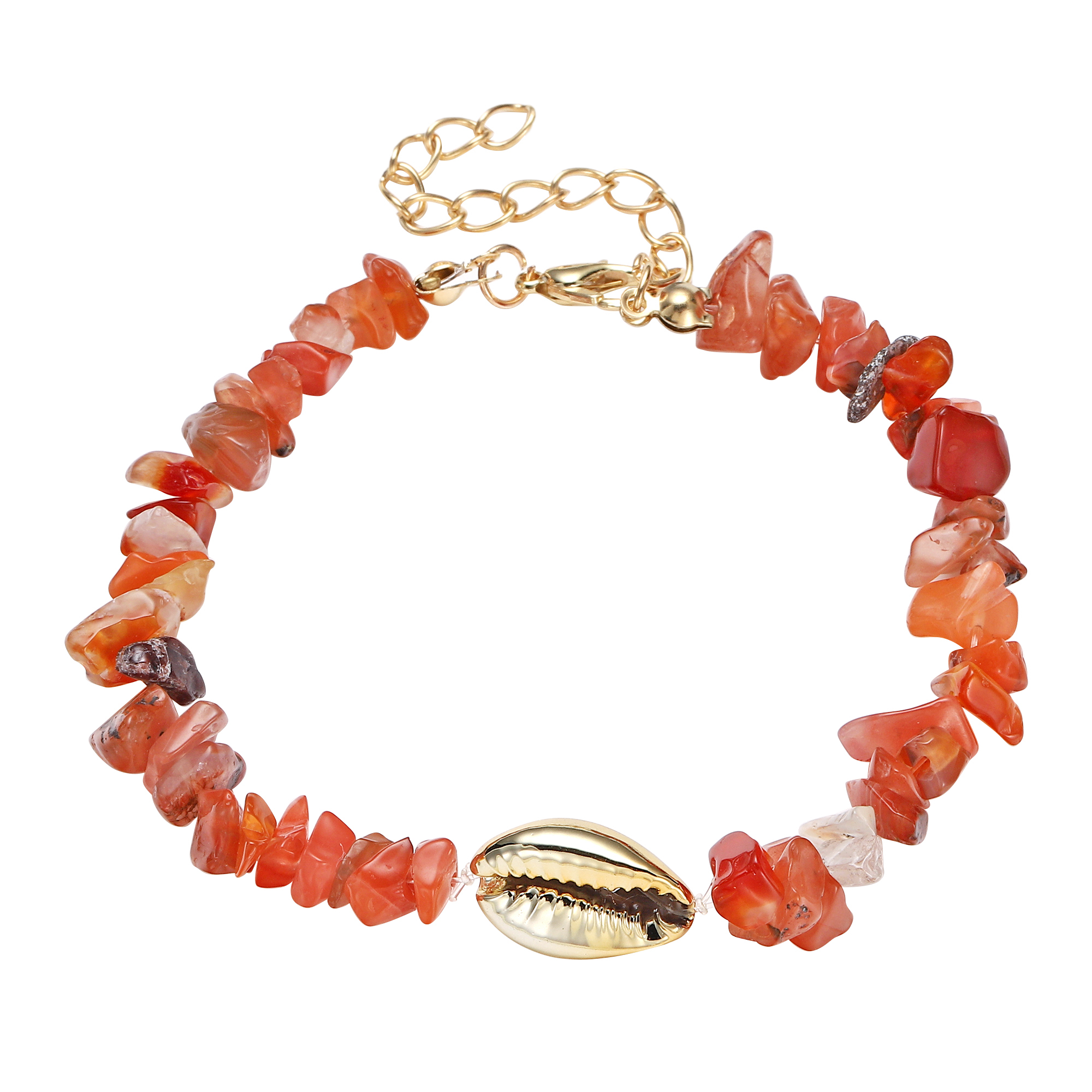 Sea Conch Shell Bracelets for Women Girls Puka Bohemian Natural Chip Raw Beads Bracelet Crystal Anklet Jewelry