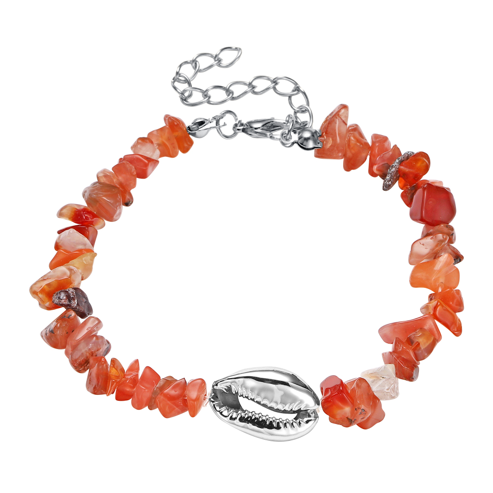 Sea Conch Shell Bracelets for Women Girls Puka Bohemian Natural Chip Raw Beads Bracelet Crystal Anklet Jewelry