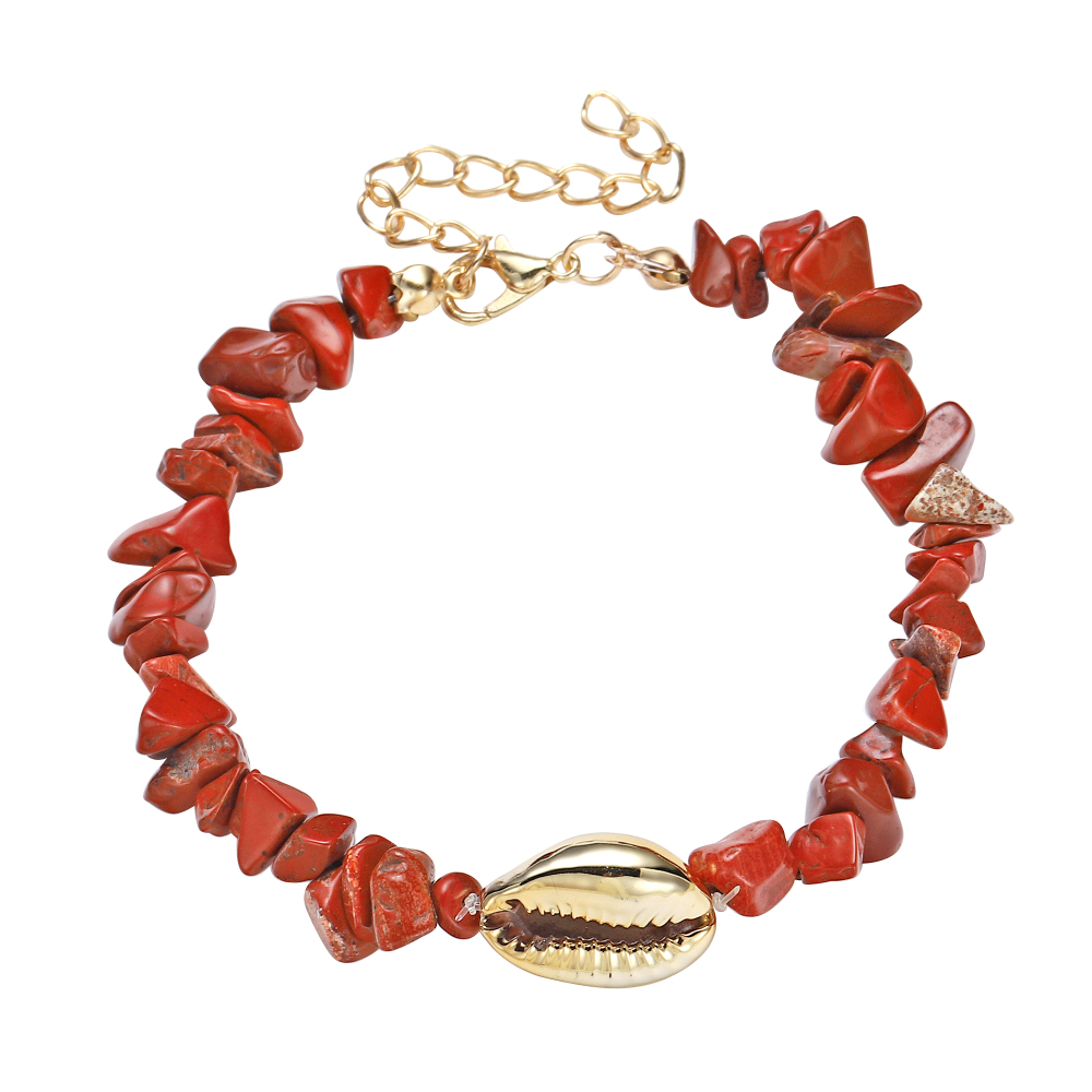 Sea Conch Shell Bracelets for Women Girls Puka Bohemian Natural Chip Raw Beads Bracelet Crystal Anklet Jewelry