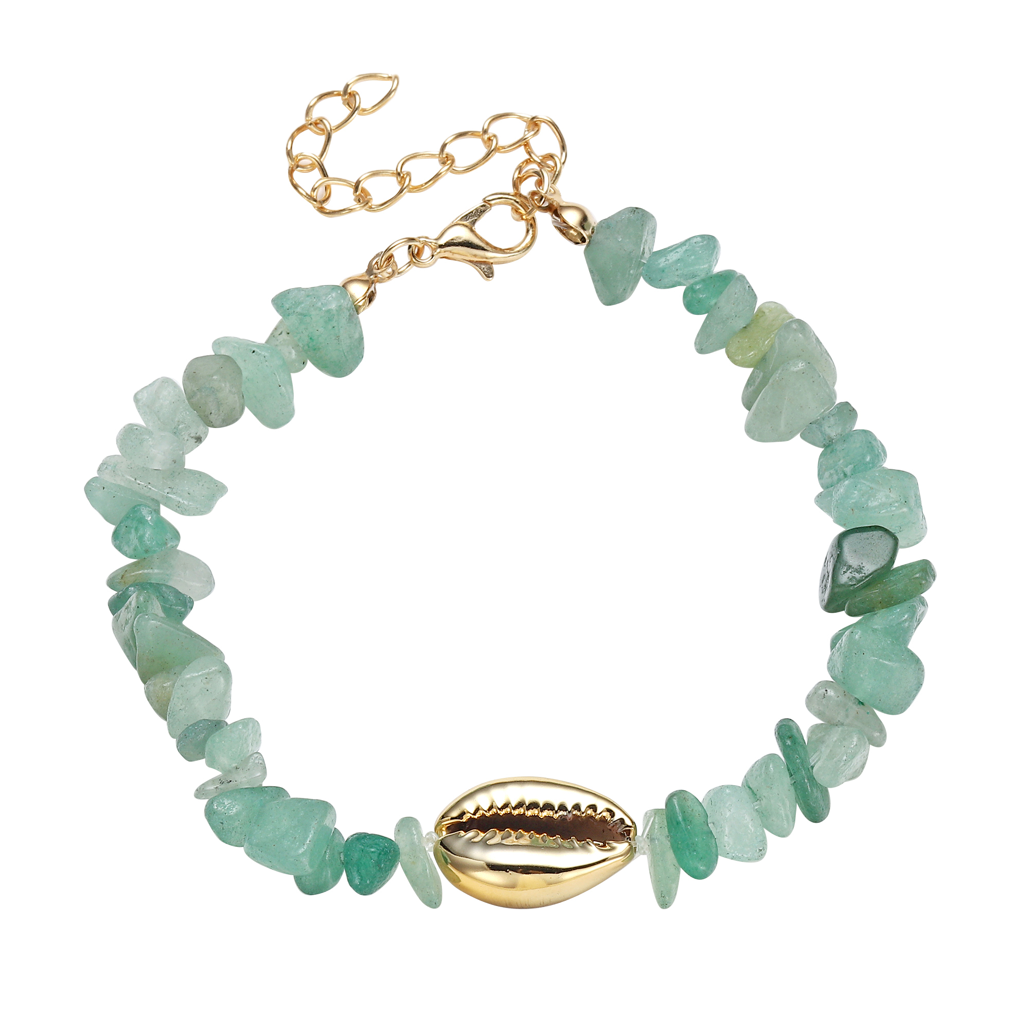 Sea Conch Shell Bracelets for Women Girls Puka Bohemian Natural Chip Raw Beads Bracelet Crystal Anklet Jewelry