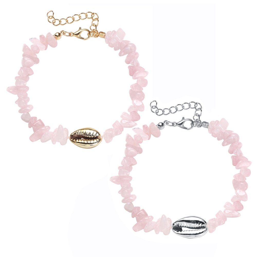 Sea Conch Shell Bracelets for Women Girls Puka Bohemian Natural Chip Raw Beads Bracelet Crystal Anklet Jewelry