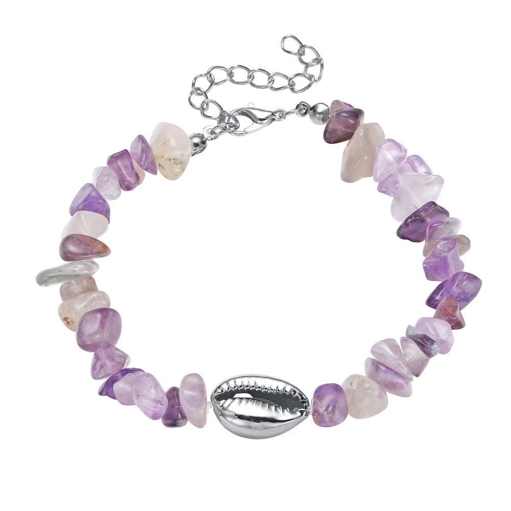 Sea Conch Shell Bracelets for Women Girls Puka Bohemian Natural Chip Raw Beads Bracelet Crystal Anklet Jewelry