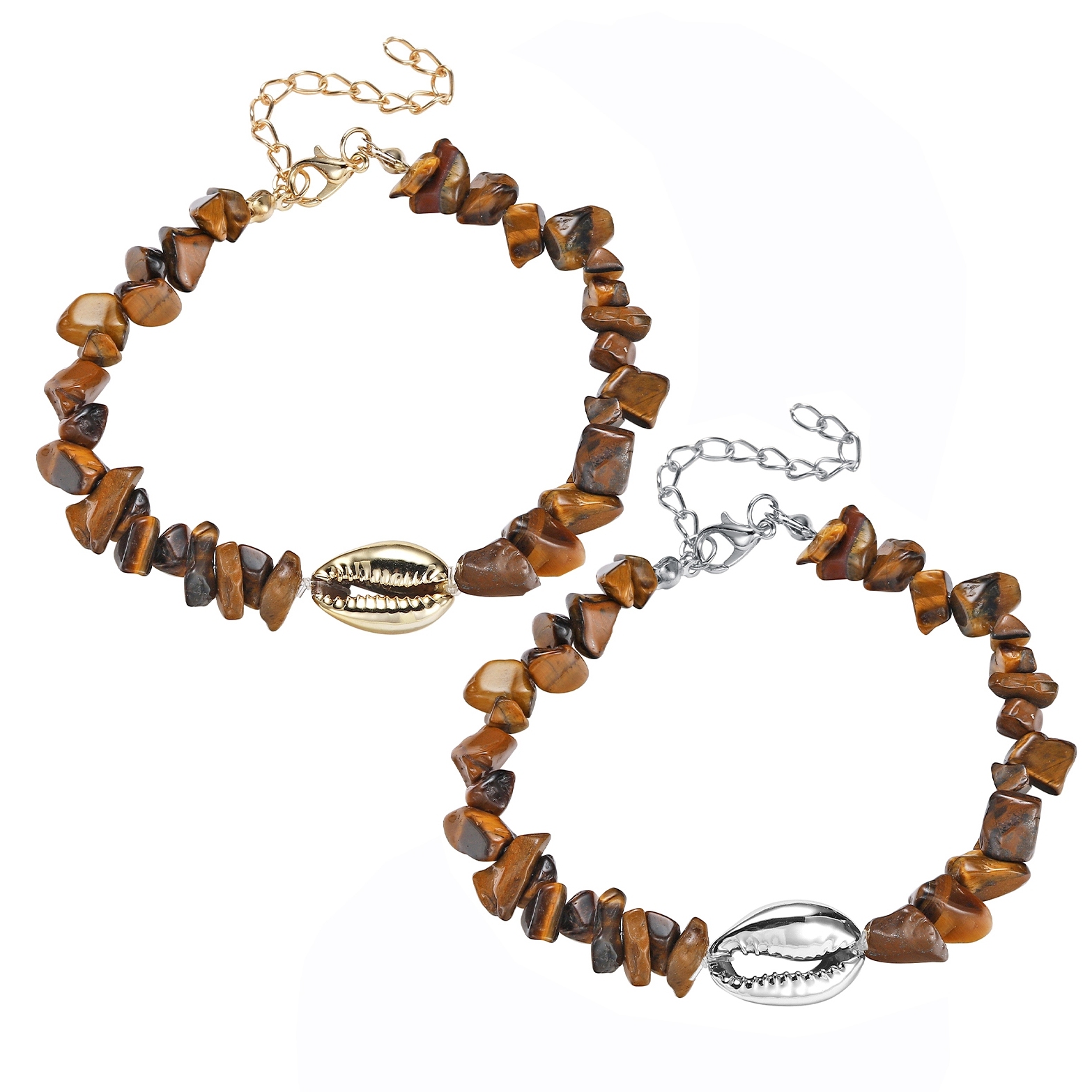Sea Conch Shell Bracelets for Women Girls Puka Bohemian Natural Chip Raw Beads Bracelet Crystal Anklet Jewelry