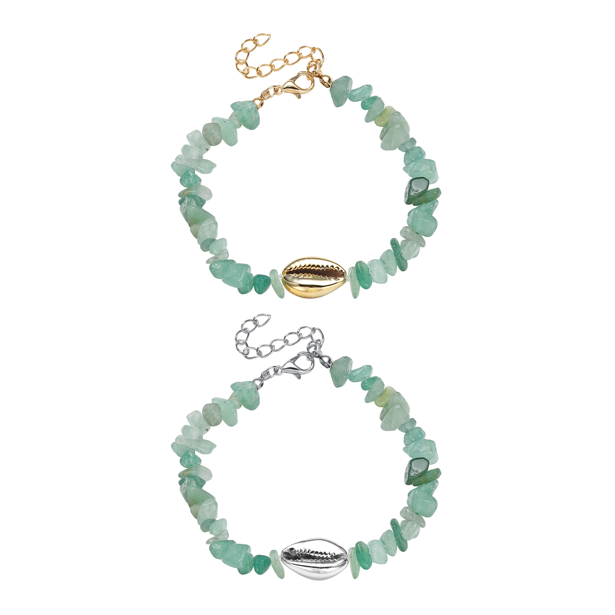 Sea Conch Shell Bracelets for Women Girls Puka Bohemian Natural Chip Raw Beads Bracelet Crystal Anklet Jewelry
