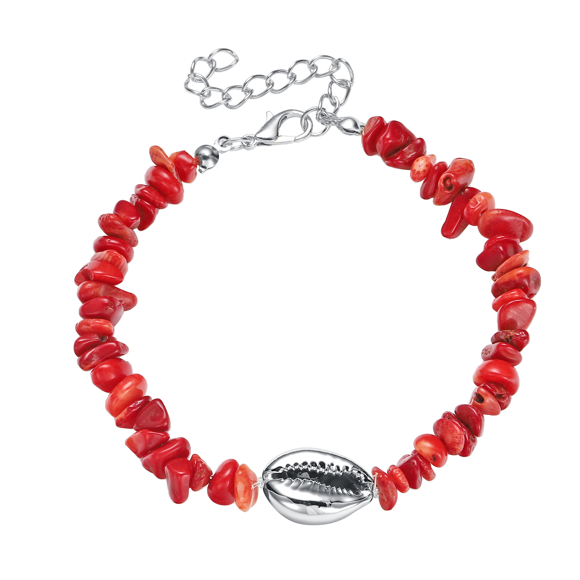 Sea Conch Shell Bracelets for Women Girls Puka Bohemian Natural Chip Raw Beads Bracelet Crystal Anklet Jewelry