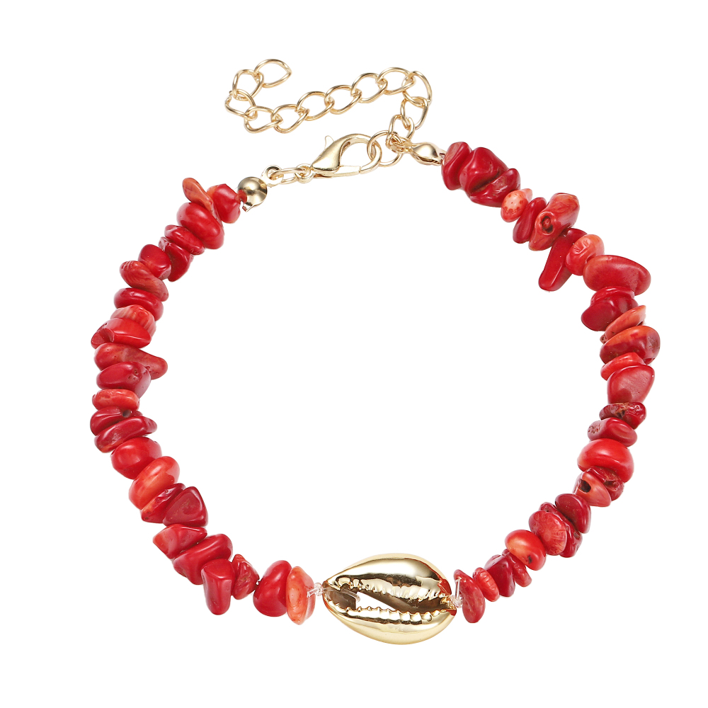 Sea Conch Shell Bracelets for Women Girls Puka Bohemian Natural Chip Raw Beads Bracelet Crystal Anklet Jewelry