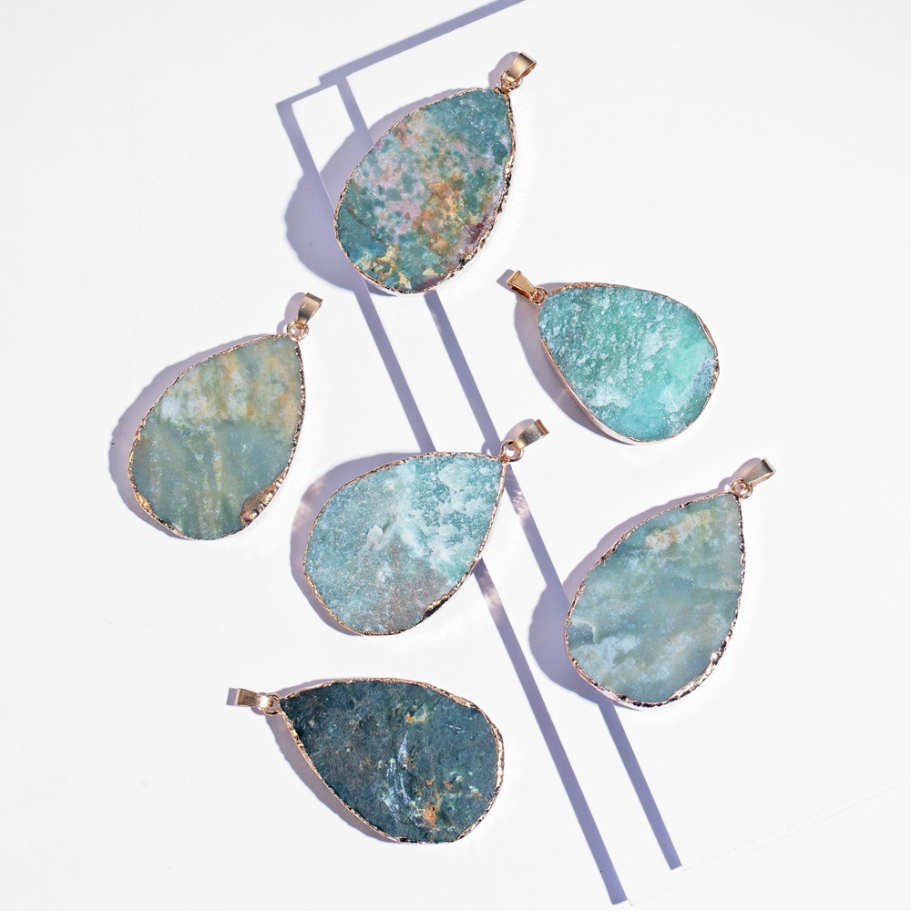Natural Crystal Pendant Necklace Raw Stone Gemstone Gold Plated Healing Irregular Handmade Jewelry for Women