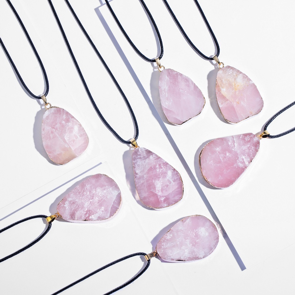 Natural Crystal Pendant Necklace Raw Stone Gemstone Gold Plated Healing Irregular Handmade Jewelry for Women