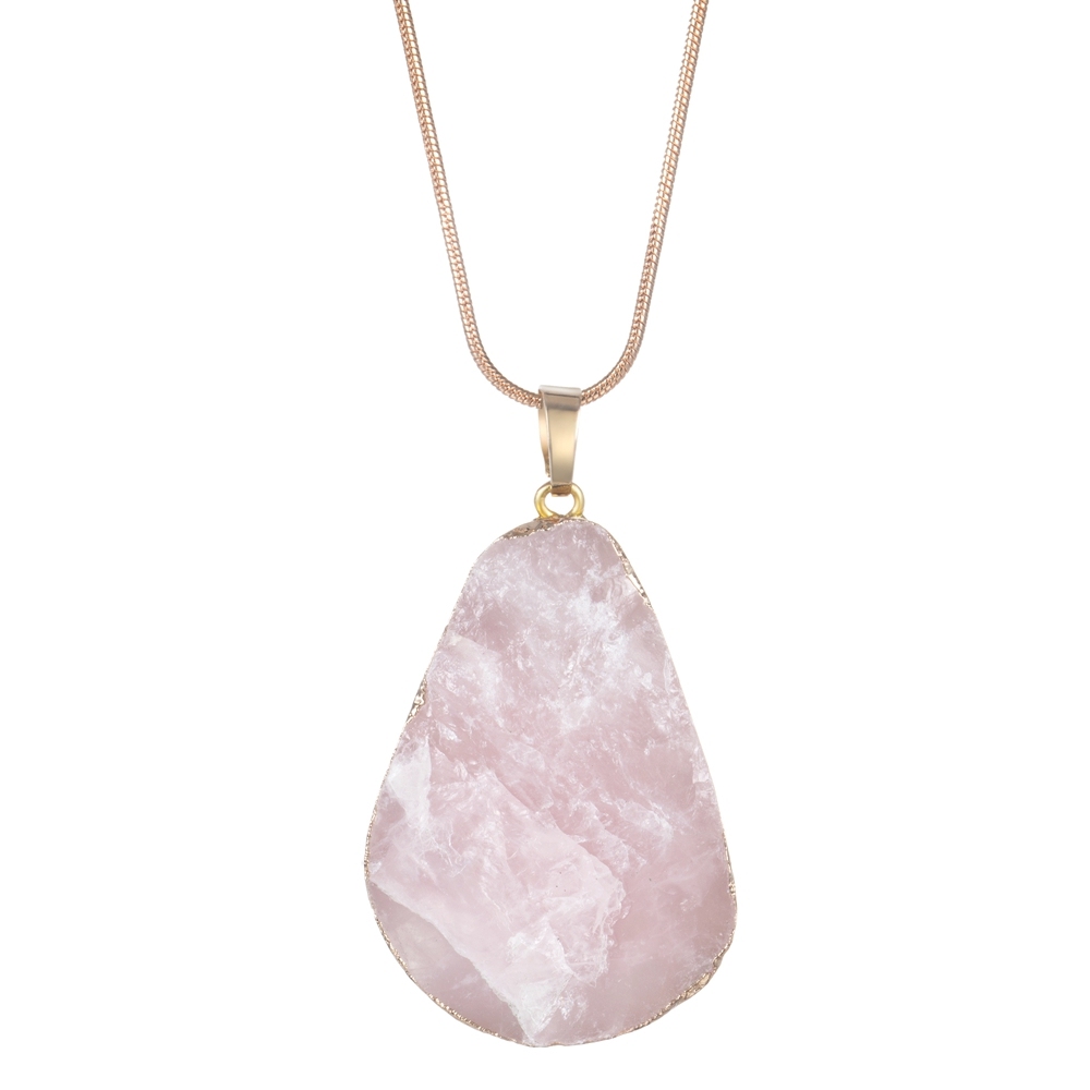 Natural Crystal Pendant Necklace Raw Stone Gemstone Gold Plated Healing Irregular Handmade Jewelry for Women