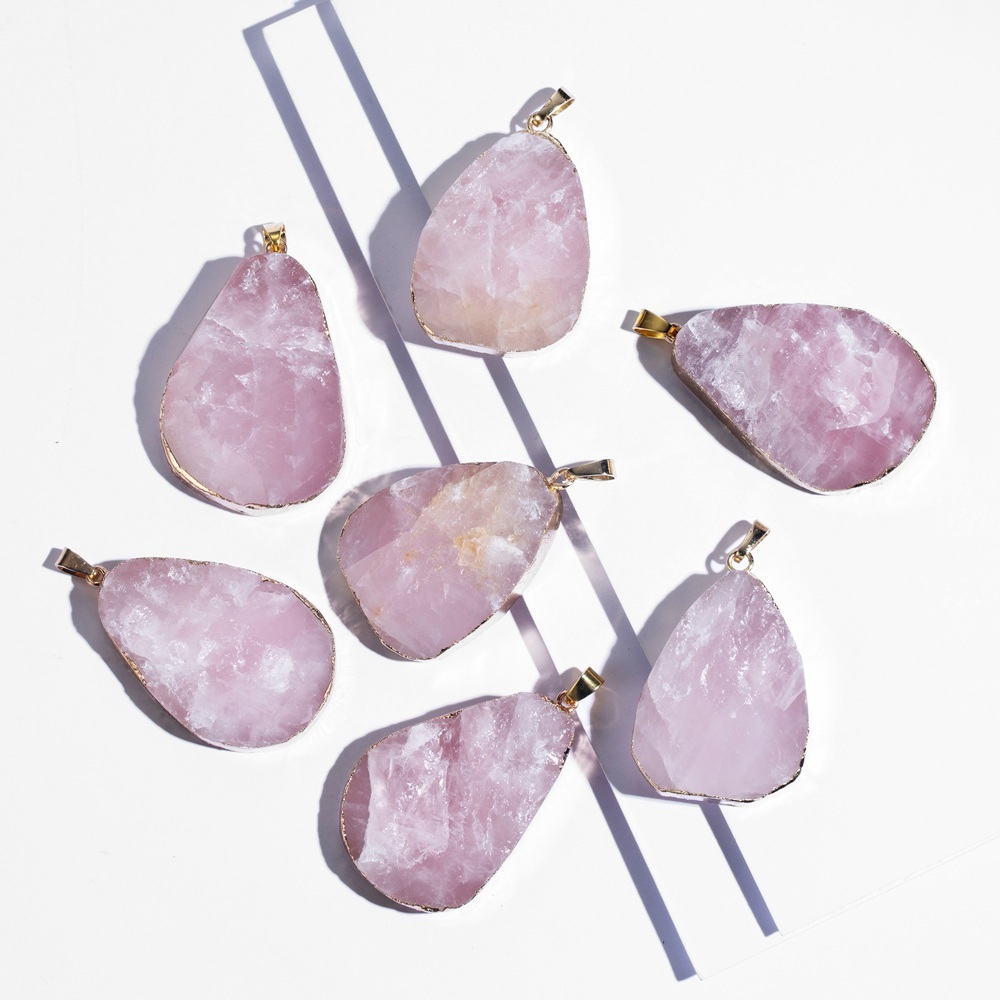 Natural Crystal Pendant Necklace Raw Stone Gemstone Gold Plated Healing Irregular Handmade Jewelry for Women