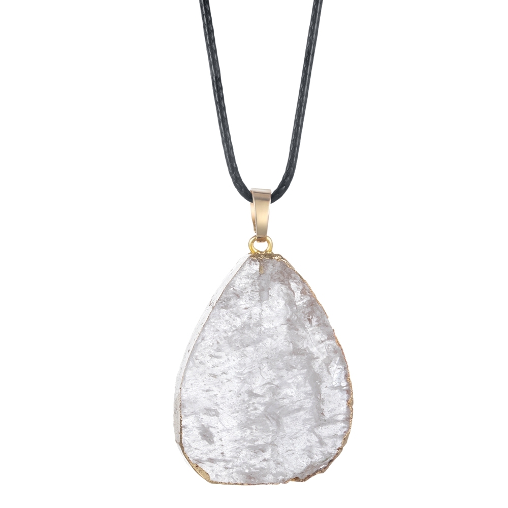 Natural Crystal Pendant Necklace Raw Stone Gemstone Gold Plated Healing Irregular Handmade Jewelry for Women