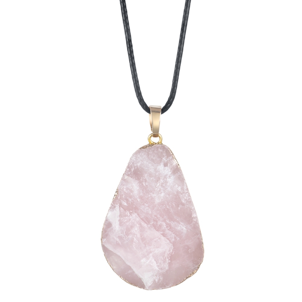 Natural Crystal Pendant Necklace Raw Stone Gemstone Gold Plated Healing Irregular Handmade Jewelry for Women