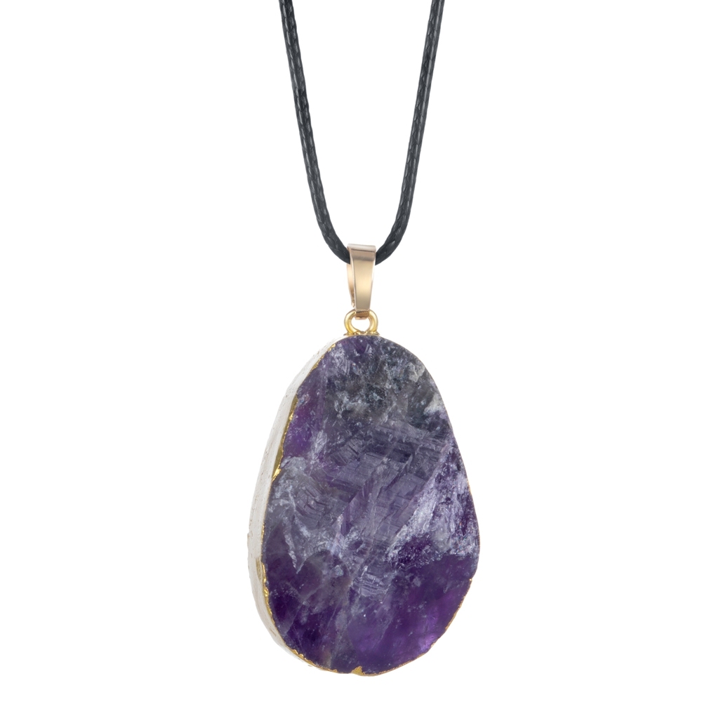 Natural Crystal Pendant Necklace Raw Stone Gemstone Gold Plated Healing Irregular Handmade Jewelry for Women
