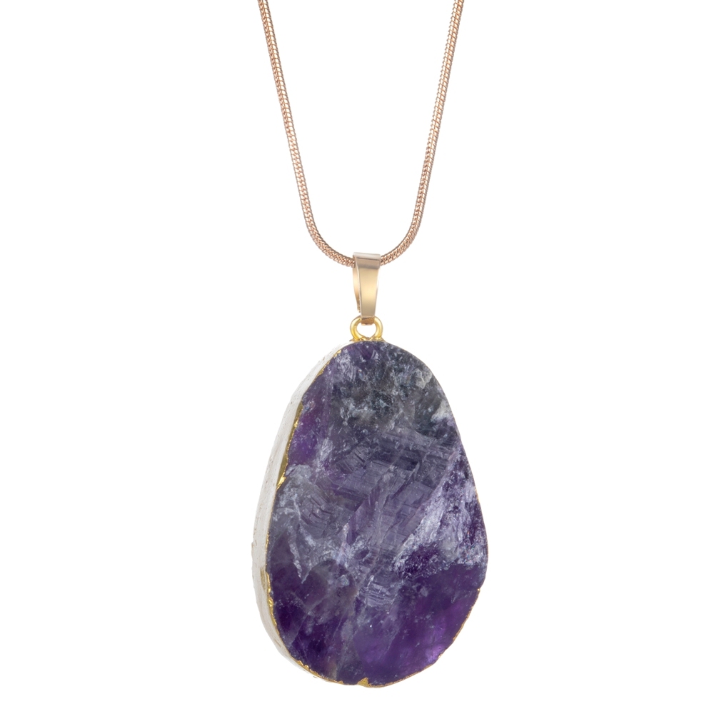 Natural Crystal Pendant Necklace Raw Stone Gemstone Gold Plated Healing Irregular Handmade Jewelry for Women