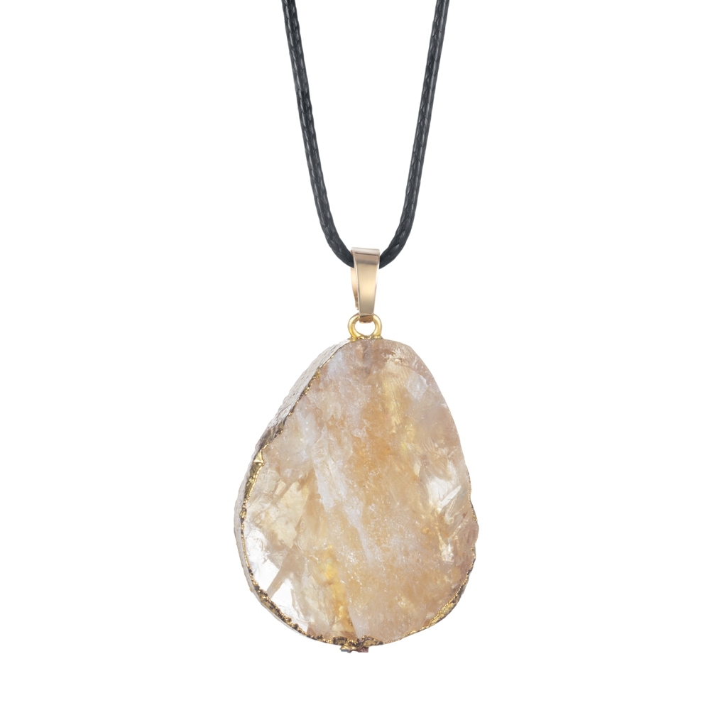 Natural Crystal Pendant Necklace Raw Stone Gemstone Gold Plated Healing Irregular Handmade Jewelry for Women