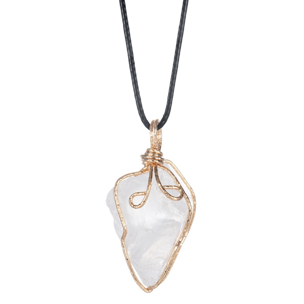 Natural Raw Crystal Pendant Necklace Roungh Tumbled Rock Stone Gemstone Gold Plated Healing Irregular Handmade Jewelry for Women