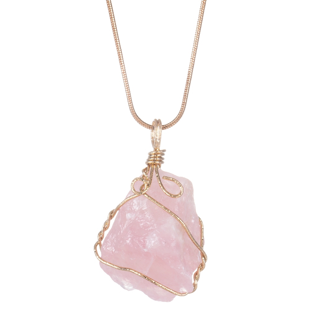 Natural Raw Crystal Pendant Necklace Roungh Tumbled Rock Stone Gemstone Gold Plated Healing Irregular Handmade Jewelry for Women