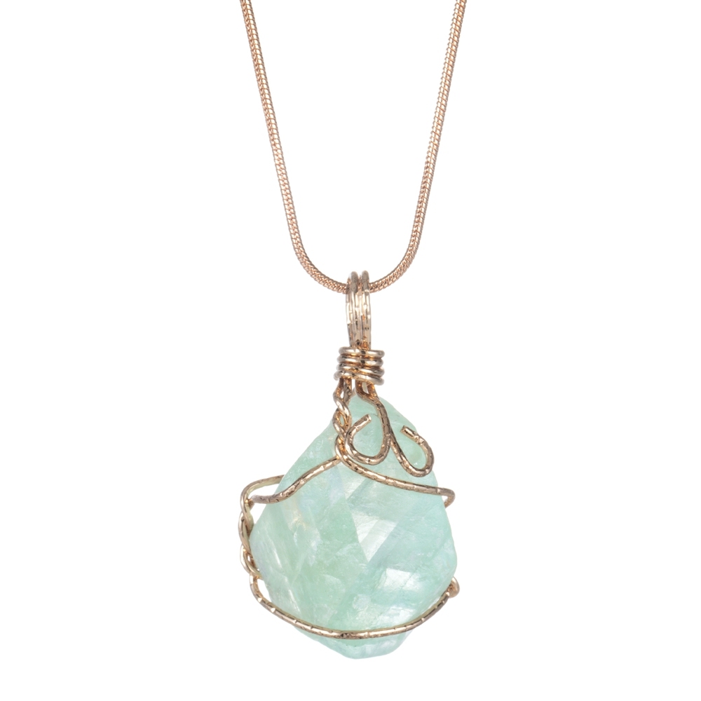 Natural Raw Crystal Pendant Necklace Roungh Tumbled Rock Stone Gemstone Gold Plated Healing Irregular Handmade Jewelry for Women