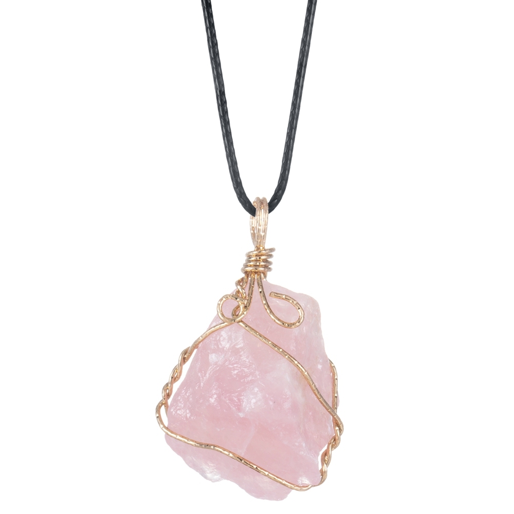 Natural Raw Crystal Pendant Necklace Roungh Tumbled Rock Stone Gemstone Gold Plated Healing Irregular Handmade Jewelry for Women
