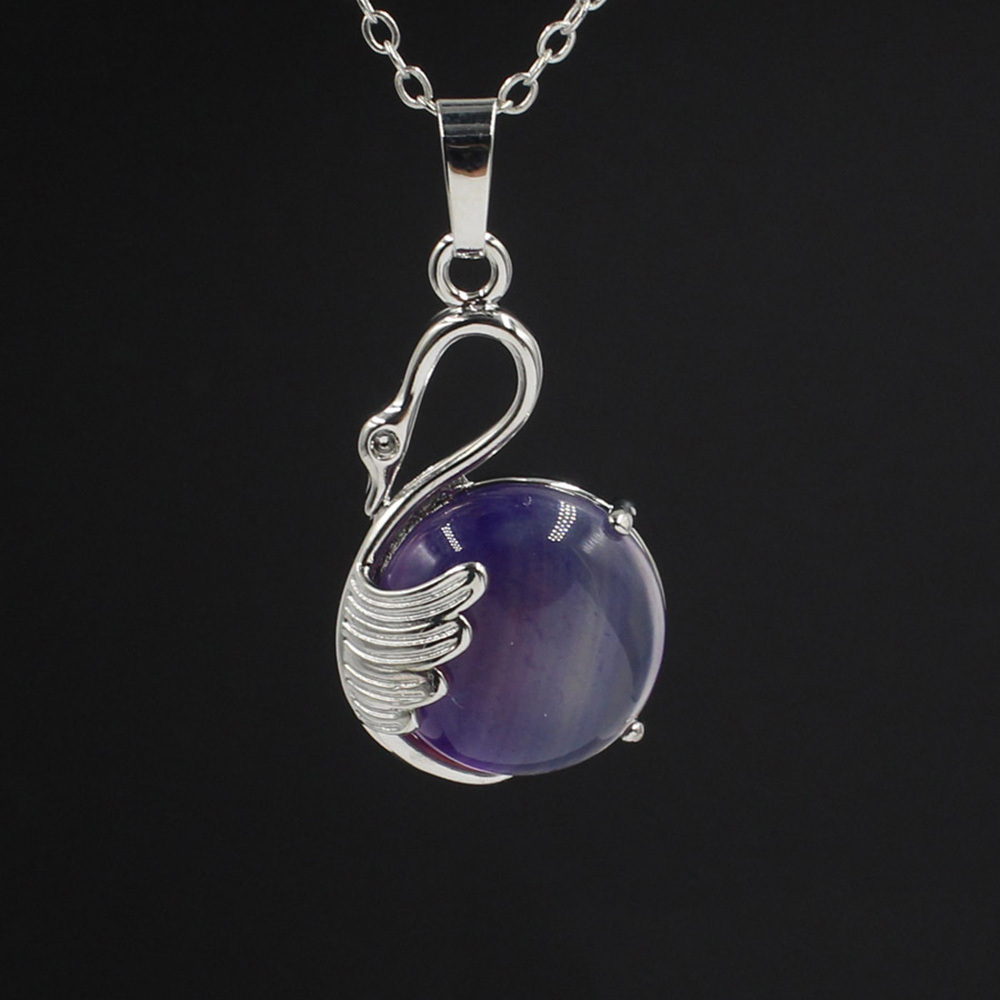 Women's Swan Necklace Silver Gemstone Crystal Pendant Jewelry for Girls