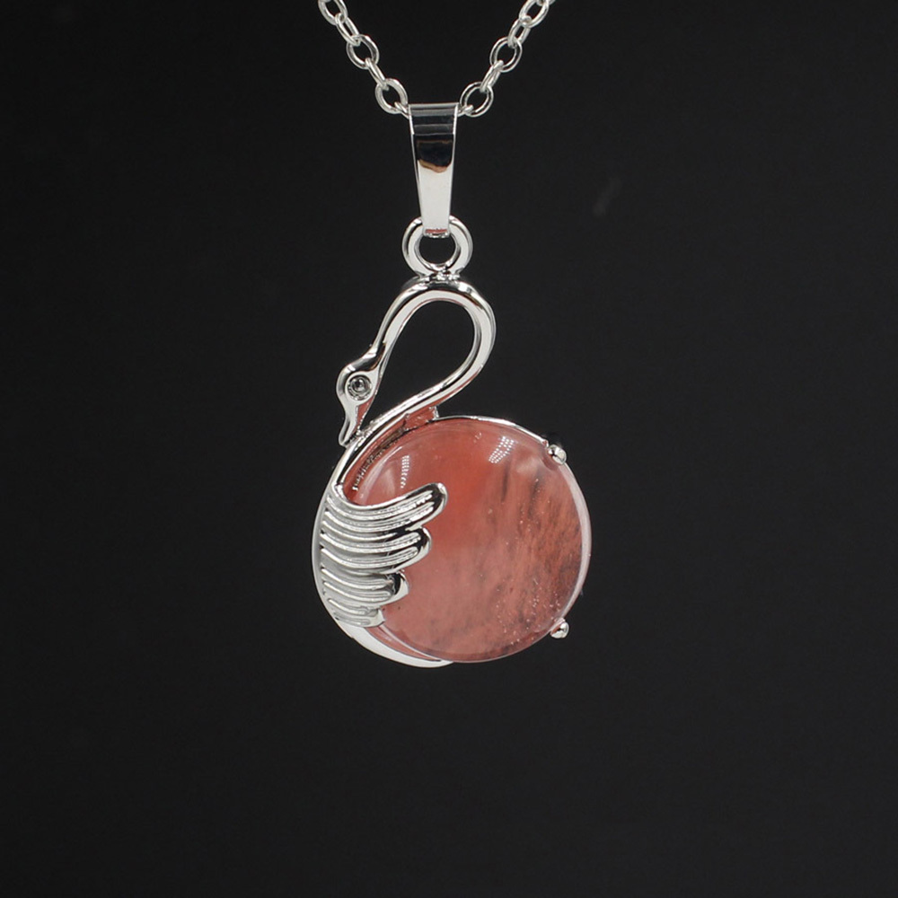 Women's Swan Necklace Silver Gemstone Crystal Pendant Jewelry for Girls