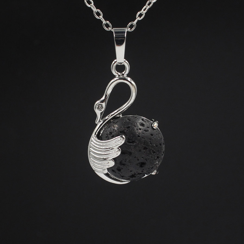 Women's Swan Necklace Silver Gemstone Crystal Pendant Jewelry for Girls