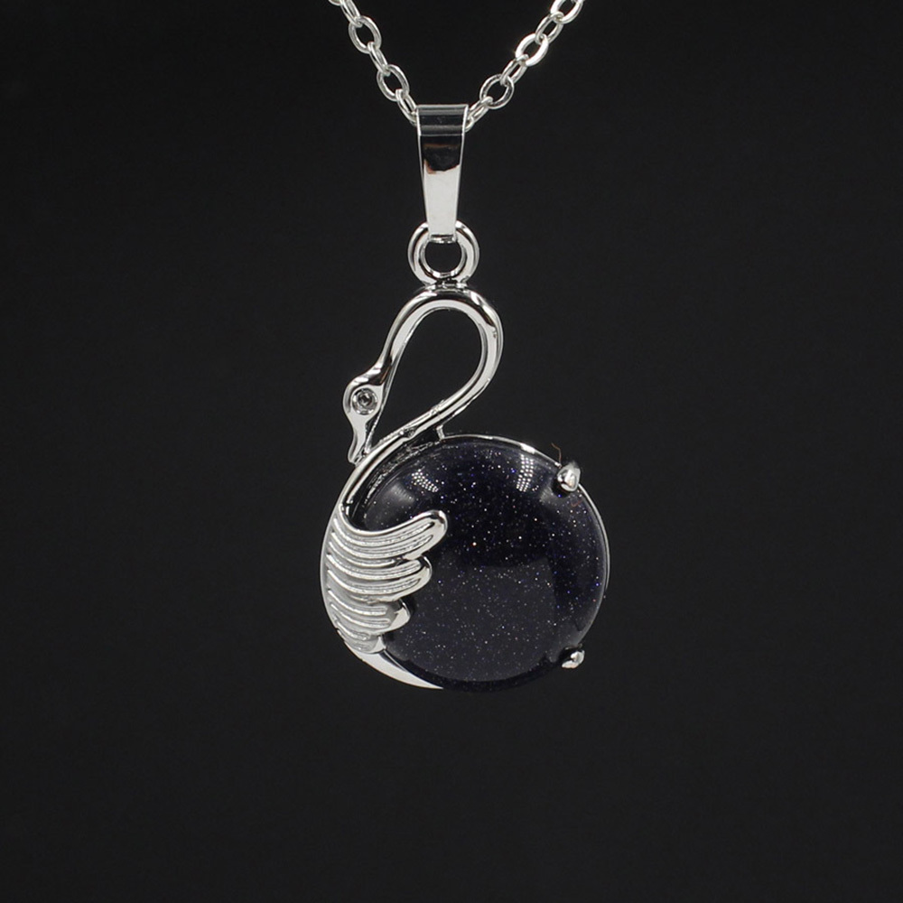 Women's Swan Necklace Silver Gemstone Crystal Pendant Jewelry for Girls
