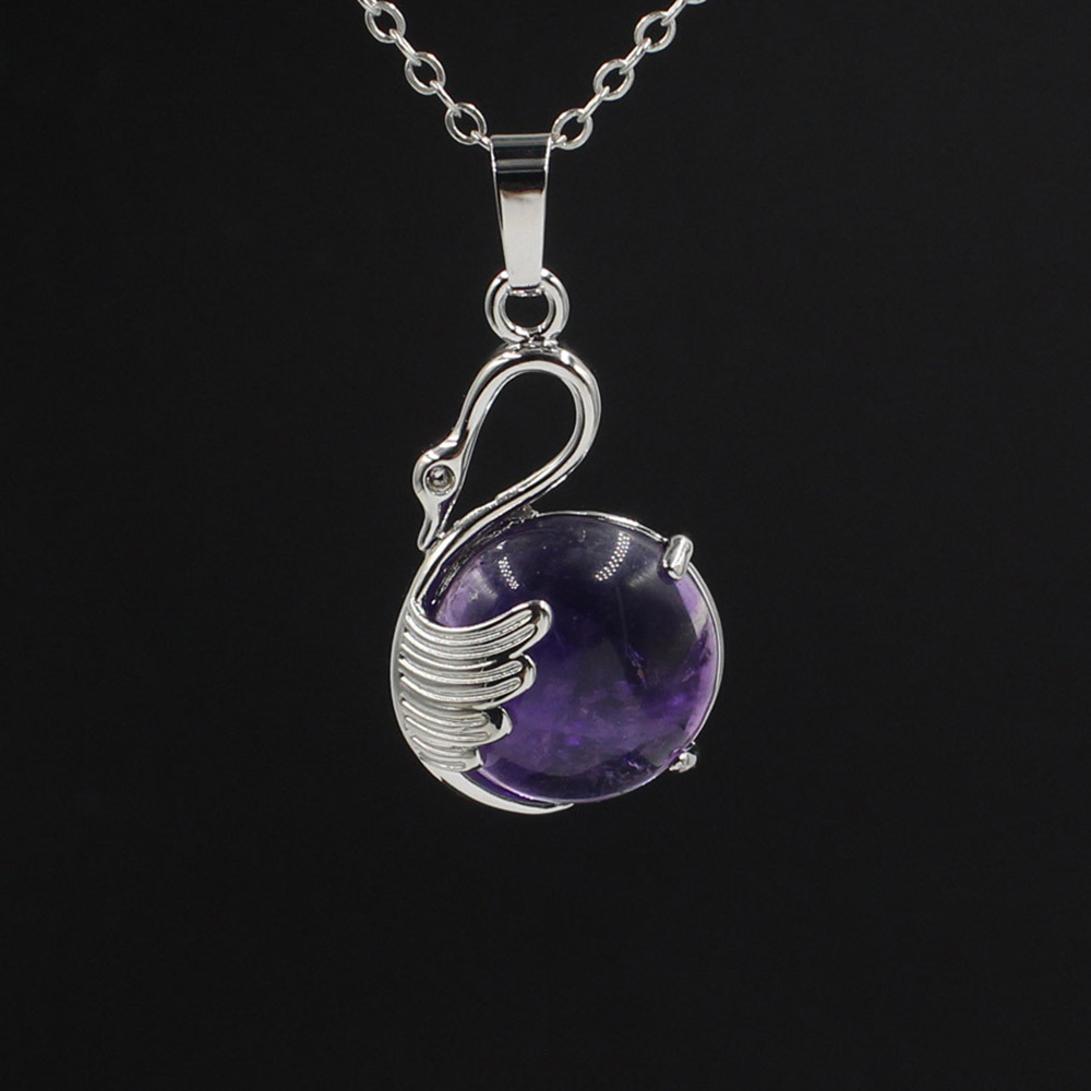 Women's Swan Necklace Silver Gemstone Crystal Pendant Jewelry for Girls