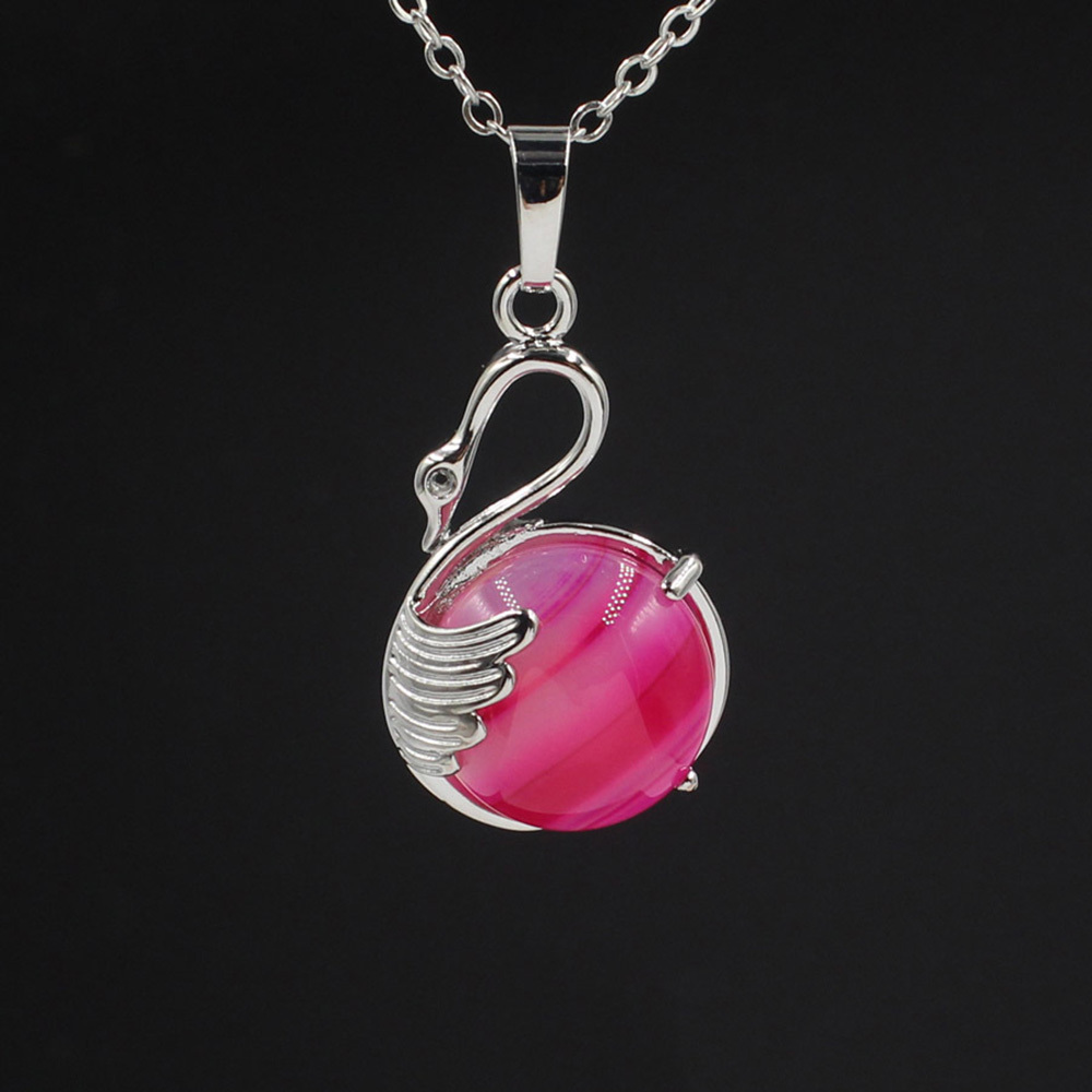 Women's Swan Necklace Silver Gemstone Crystal Pendant Jewelry for Girls
